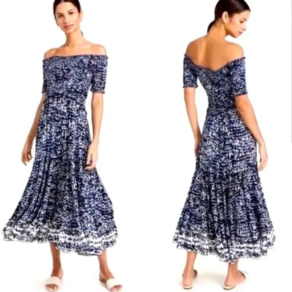 Poupette St Barth Soledad Midi Dress XSMALL blue tie dye. NWT $395